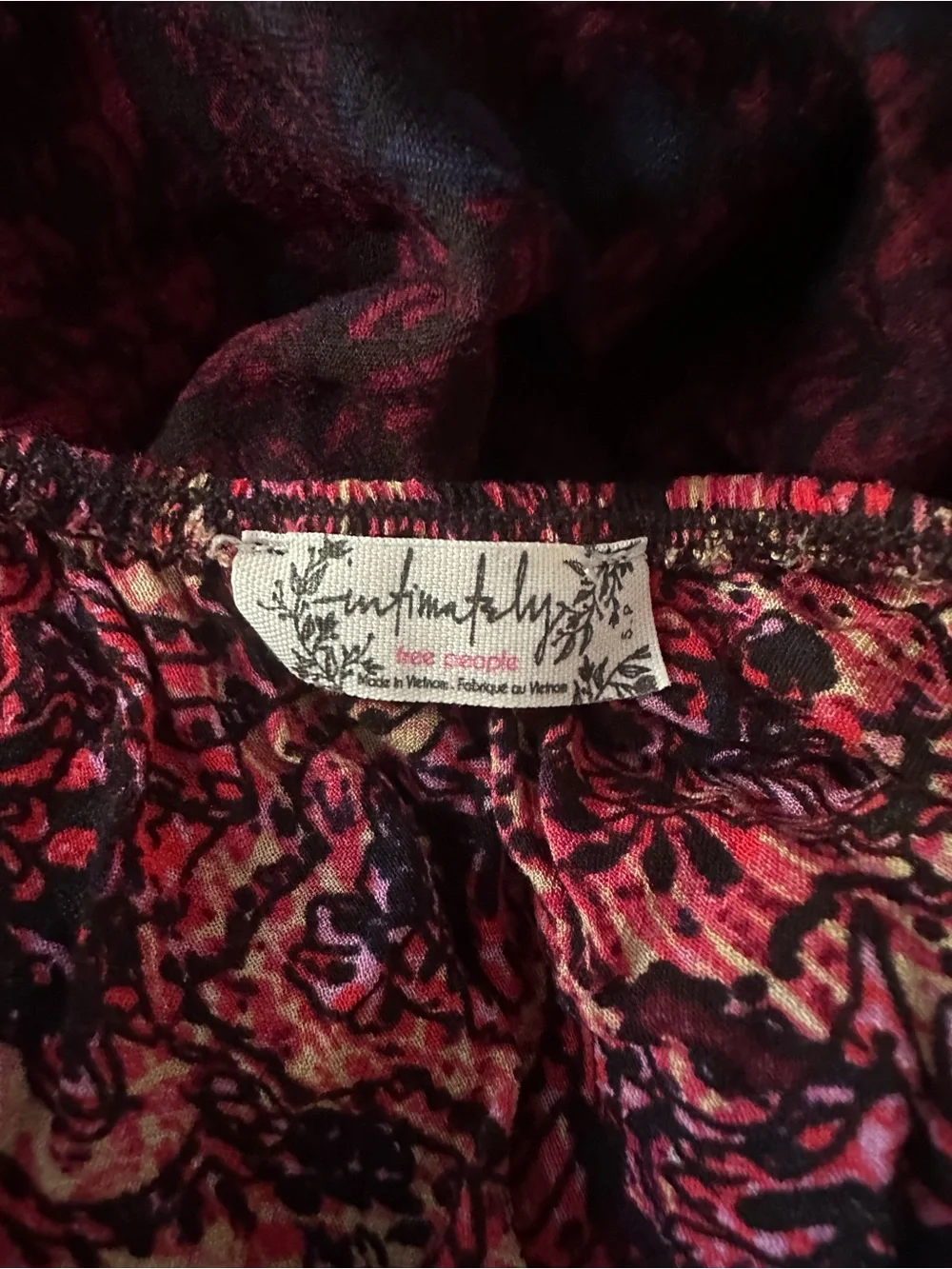 Free People Burgundy and Magenta Printed Camisole